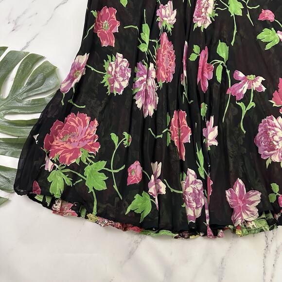 Coldwater Creek Vintage y2k Reversible Midi Skirt Size XL P Black Pink Floral - Picture 4 of 16